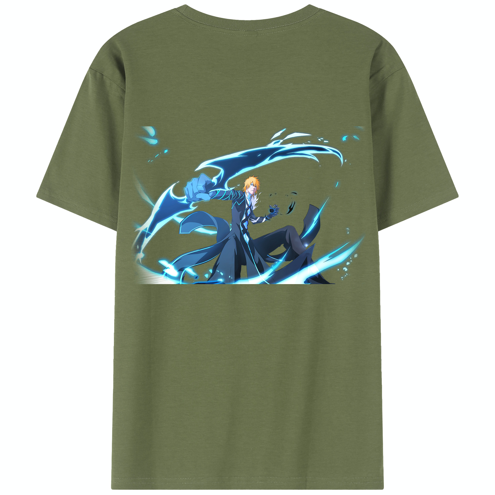 （画像用） ブリーチ 黒崎一護（くろさき いちご）BLEACH Kurosaki Ichigo 綿100％半袖Tシャツ（背面プリント）